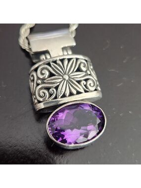 NWOT Amethyst Pendant Sterling Silver .925  Elegant with Chain